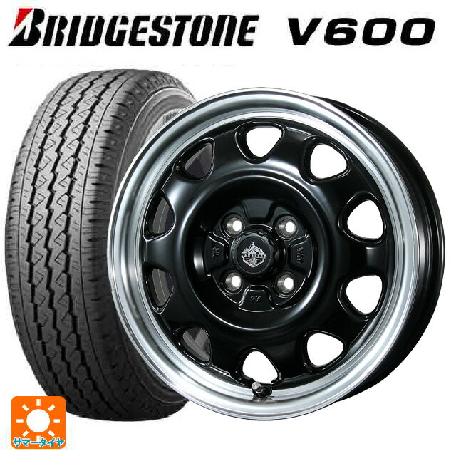 【5/20限定 最大3万円OFFクーポン】トヨタ プロボックス(160系)用 155/80R14 88/86N ブリヂストン V600 正規品 # ランドフット SWZ グロスブラックリムポリッシュ 新品サマータイヤホイール 4本セット