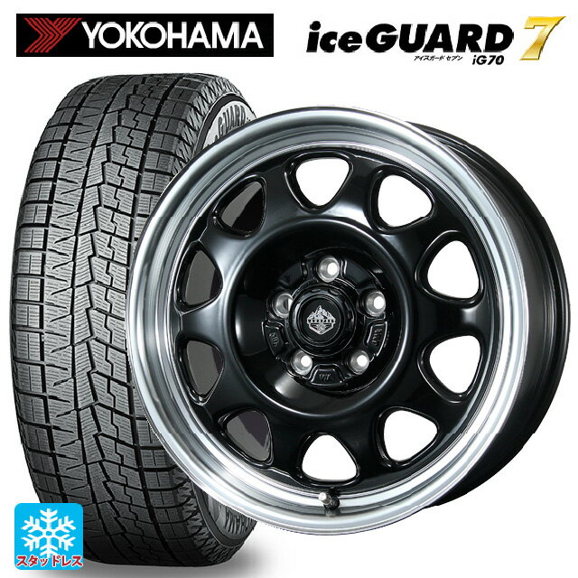 【最大3万円OFFクーポン 5/16 1:59迄】195/55R16 87Q ヨコハマ アイスガード7(IG70) トピー ランドフット SWZ グロスブラックリムポリッシュ 16-7J 国産車用 スタッドレスタイヤホイール4本セット