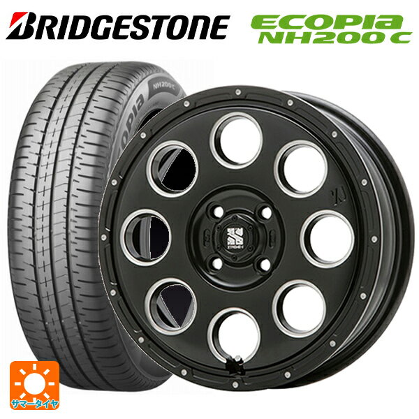 【6/15〜16限定 全品P5倍＆クーポン】165/55R14 72V ブリヂストン エコピア NH200C 正規品 エムエルジェイ エクストリームJ KK03 Black Milled 14-4.5J 国産車用 サマータイヤホイール4本セット