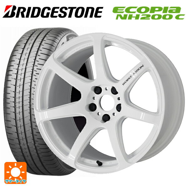 【6/15〜16限定 全品P5倍＆クーポン】165/55R15 75V ブリヂストン エコピア NH200C 正規品 ワーク エモーション T7R WHT 15-5J 国産車用 サマータイヤホイール4本セット