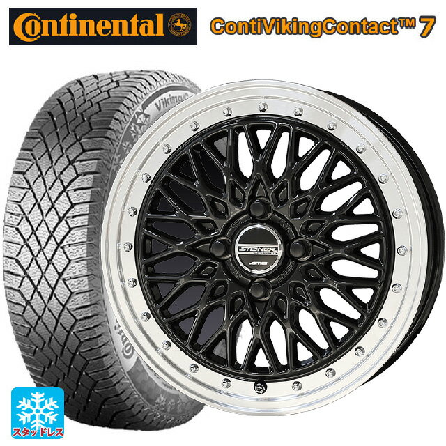 【6/11 1:59迄 全品ポイント5倍】155/65R14 75T コンチネンタル コンチバイキングコンタクト7 正規品 共豊 シュタイナー FTX オニキスブラック×リムポリッシュ 14-4.5J 国産車用 スタッドレスタイヤホイール4本セット
