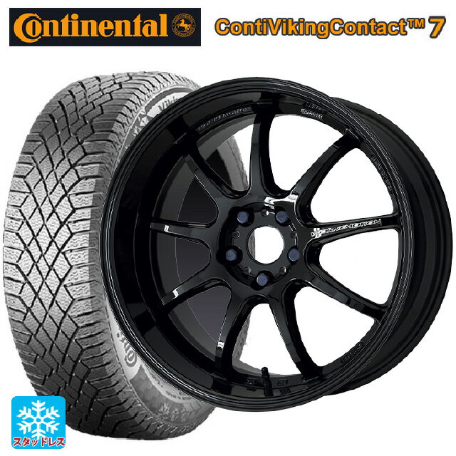 225/45R18 95T XL コンチネンタル コンチバイキングコンタクト7 正規品 ワーク エモーション D9R BLK 18-7.5J 国産車用 スタッドレスタイヤホイール4本セット