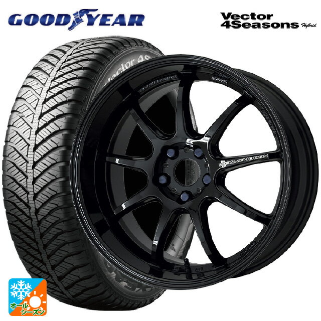 【6/22 20時〜 全品P5倍＆クーポン】225/45R18 91H グッドイヤー ベクターフォーシーズンズ ハイブリッド ワーク エモーション D9R BLK 18-7.5J 国産車用 オールシーズンタイヤホイール4本セット