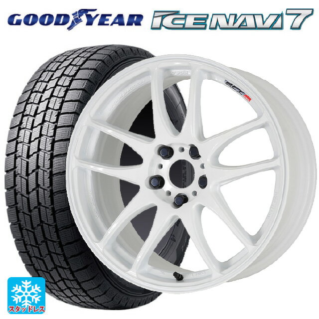 【6/15〜16限定 全品P5倍＆クーポン】165/55R15 75Q グッドイヤー アイスナビ7(数量限定) ワーク エモーション CR極 WHT 15-5J 国産車用 スタッドレスタイヤホイール4本セット