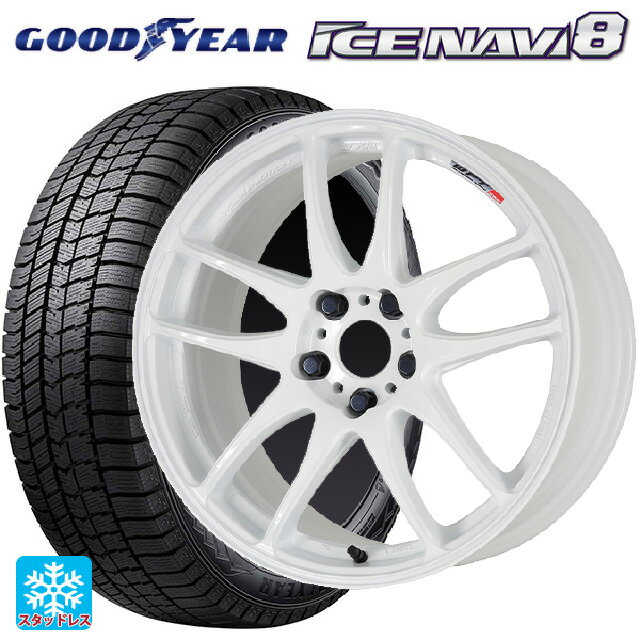 235/45R18 94Q グッドイヤー アイスナビ8 ワーク エモーション CR極 WHT 18-8.5J 国産車用 スタッドレスタイヤホイール4本セット