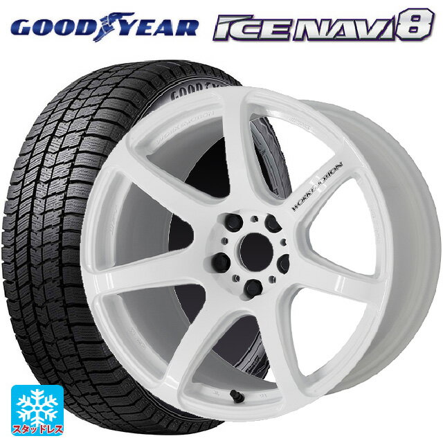 【最大3万円OFFクーポン 5/16 1:59迄】215/45R17 87Q グッドイヤー アイスナビ8 ワーク エモーション T7R WHT 17-7J 国産車用 スタッドレスタイヤホイール4本セット