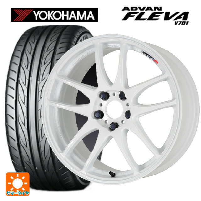 215/45R17 91W XL ヨコハマ アドバン フレバ V701 ワーク エモーション CR極 WHT 17-7J 国産車用 サマータイヤホイール4本セット