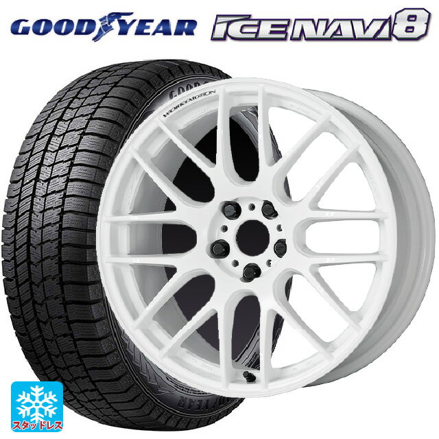 ミツビシ ランサーエボリューション10(CZ4A)用 245/40R18 93Q グッドイヤー アイスナビ8 エモーション M8R WHT 新品スタッドレスタイヤホイール 4本セット