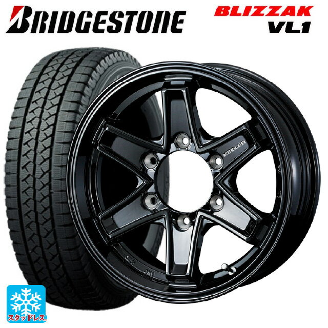 トヨタ ハイエース(200系)用 195/80R15 107/105L ブリヂストン ブリザック VL1キーラー タクティクス グロスブラック新品スタッドレスタイヤホイール4本セット