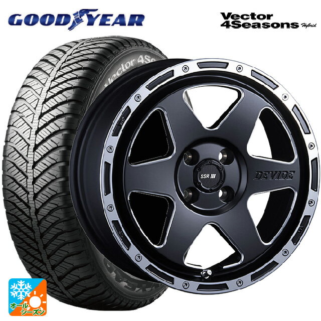 スズキ ハスラー(MR52/92S)用 165/65R15 81H グッドイヤー ベクターフォーシーズンズ ハイブリッド SSR ディバイド TR-6 フラットブラックポリッシュ 新品オールシーズンタイヤホイール 4本セット