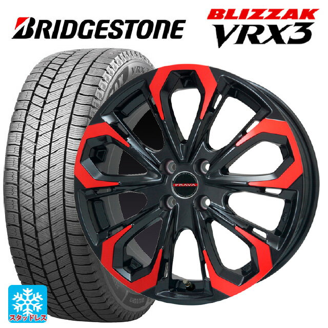 225/60R17 99Q ブリヂストン ブリザック VRX3 正規品 ビックウェイ レイシーン プラバ 5X レッドクリア 17-7J 国産車用 スタッドレスタイヤホイール4本セット