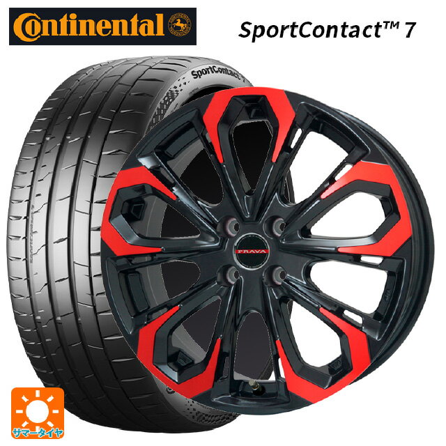 【最大3万円OFFクーポン 5/27 1:59迄】ミツビシ デリカD:5(3DA系)用 245/45R19 102Y XL コンチネンタル スポーツコンタクト 7 正規品 レイシーン プラバ 5X レッドクリア 新品サマータイヤホイール 4本セット