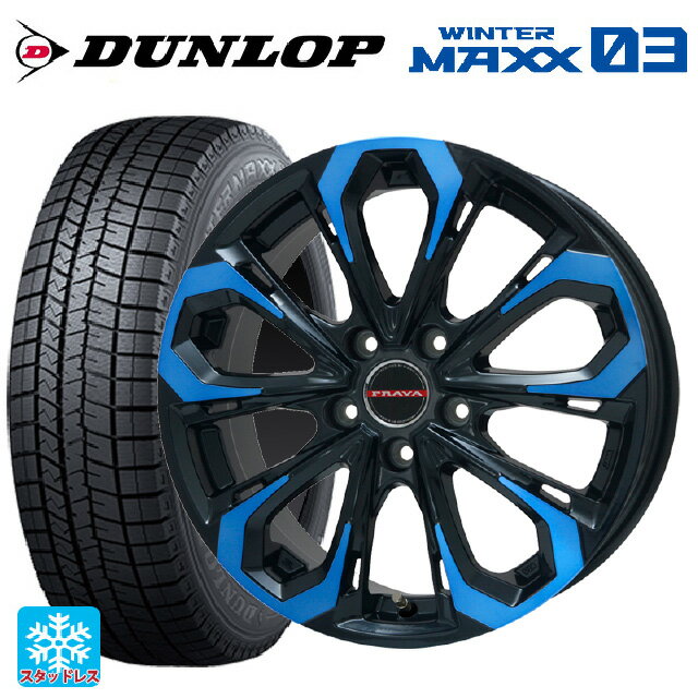 スバル レヴォーグ(VN系)用 215/50R17 91Q ダンロップ ウィンターマックス 03(WM03) レイシーン プラバ 5X ブルークリア 新品スタッドレスタイヤホイール 4本セット