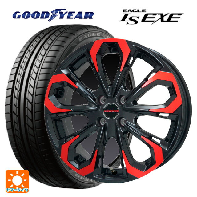 【最大3万円OFFクーポン 5/27 1:59迄】ミツビシ デリカD:5(3DA系)用 245/45R19 102W XL グッドイヤー イーグル LS EXE # レイシーン プラバ 5X レッドクリア 新品サマータイヤホイール 4本セット