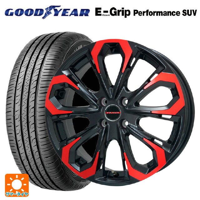 225/45R18 95W XL グッドイヤー エフィシェントグリップ パフォーマンスSUV ビックウェイ レイシーン プラバ 5X レッドクリア 18-7J 国産車用 サマータイヤホイール4本セット