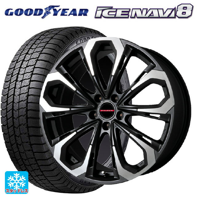 スバル レヴォーグ(VN系)用 225/45R18 95Q XL グッドイヤー アイスナビ8 レイシーン プラバ 5X MBK/P 新品スタッドレスタイヤホイール 4本セット