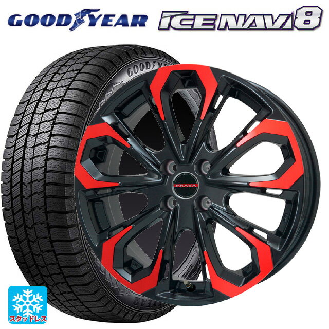 215/55R17 94Q グッドイヤー アイスナビ8 ビックウェイ レイシーン プラバ 5X レッドクリア 17-7J 国産車用 スタッドレスタイヤホイール4本セット