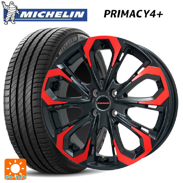 215/50R17 95W XL ミシュラン 正規品 プライマシー4＋ ビックウェイ レイシーン プラバ 5X レッドクリア 17-7J 国産車用 サマータイヤホイール4本セット