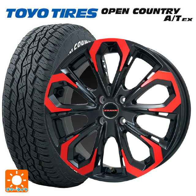 【最大3万円OFFクーポン 5/16 1:59迄】235/60R18 103H トーヨー オープンカントリー A/T EX ホワイトレター ＃ ビックウェイ レイシーン プラバ 5X レッドクリア 18-7J 国産車用 サマータイヤホイール4本セット