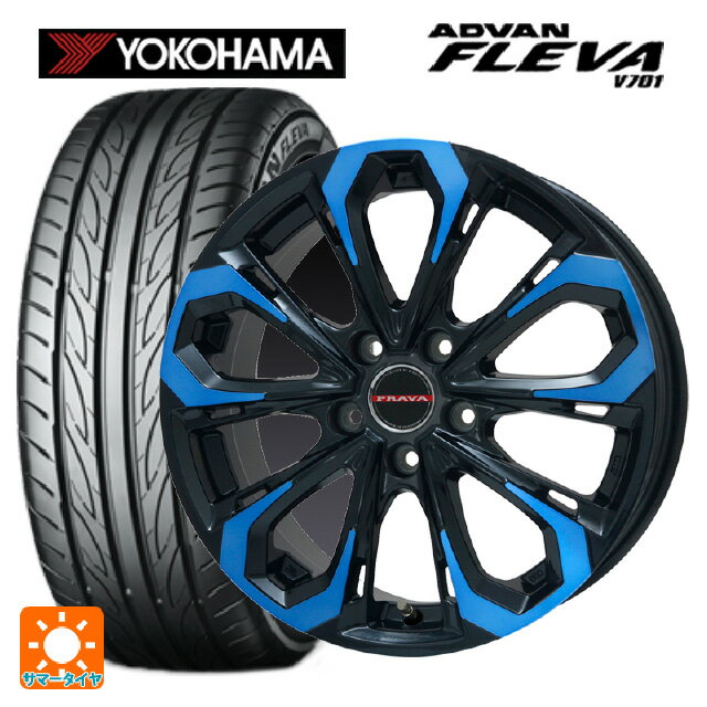 225/35R19 88W XL ヨコハマ アドバン フレバ V701 ビックウェイ レイシーン プラバ 5X ブルークリア 19-8J 国産車用 サマータイヤホイール4本セット