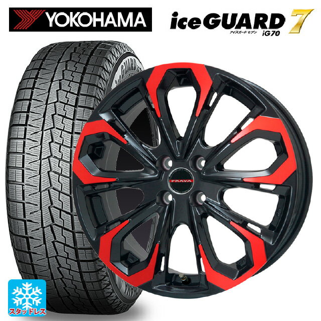 【最大3万円OFFクーポン 5/16 1:59迄】225/40R19 93Q ヨコハマ アイスガード7(IG70) ビックウェイ レイシーン プラバ 5X レッドクリア 19-8J 国産車用 スタッドレスタイヤホイール4本セット