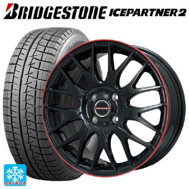 155/65R14 75Q ブリヂストン アイスパートナー2 正規品 ビックウェイ レイシーン プラバ 9M Jr2 GBK/RDリム 14-4.5J 国産車用 スタッドレスタイヤホイール4本セット