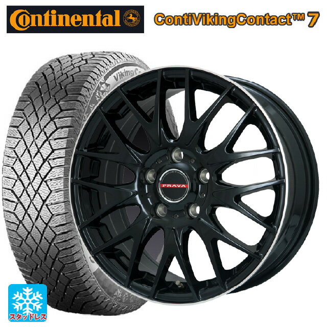 215/70R16 100T コンチネンタル コンチバイキングコンタクト7 正規品 ビックウェイ レイシーン プラバ 9M Jr2 GBK/リムP 16-6.5J 国産車用 スタッドレスタイヤホイール4本セットのサムネイル