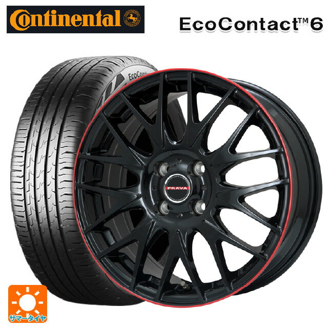 【6/11 1:59迄 全品ポイント5倍】185/65R15 88H コンチネンタル エココンタクト 6 正規品 ビックウェイ レイシーン プラバ 9M Jr2 GBK/RDリム 15-6J 国産車用 サマータイヤホイール4本セット