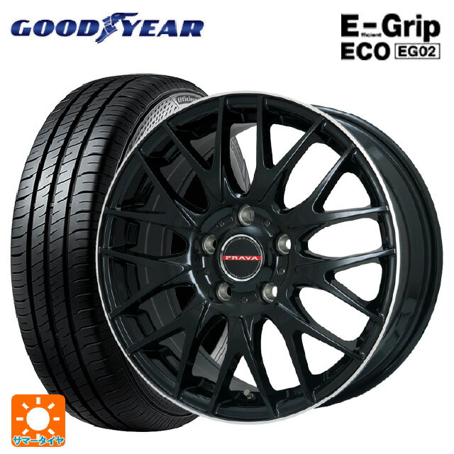 【6/15〜16限定 全品P5倍＆クーポン】185/60R15 84H グッドイヤー エフィシェントグリップ エコ EG02 ビックウェイ レイシーン プラバ 9M Jr2 GBK/リムP 15-6J 国産車用 サマータイヤホイール4本セット