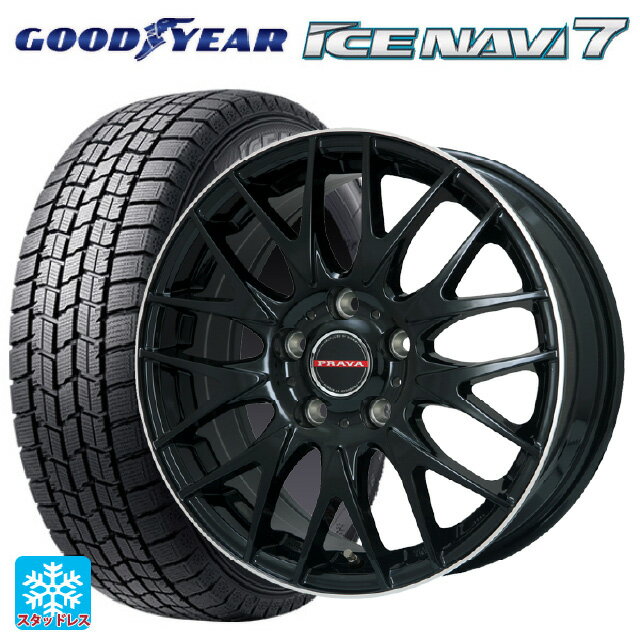 【6/11 1:59迄 全品ポイント5倍】185/55R16 83Q グッドイヤー アイスナビ7(数量限定) ビックウェイ レイシーン プラバ 9M Jr2 GBK/リムP 16-6.5J 国産車用 スタッドレスタイヤホイール4本セット