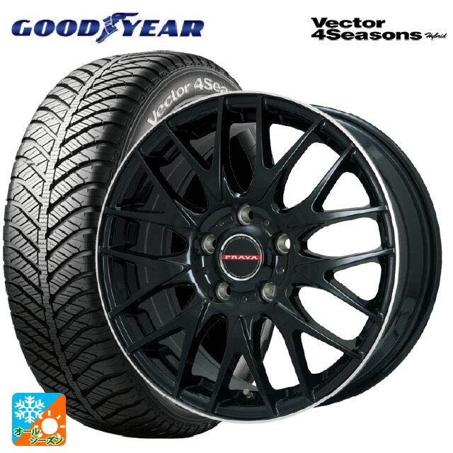 【6/22 20時〜 全品P5倍＆クーポン】185/55R16 83H グッドイヤー ベクターフォーシーズンズ ハイブリッド ビックウェイ レイシーン プラバ 9M Jr2 GBK/リムP 16-6.5J 国産車用 オールシーズンタイヤホイール4本セット