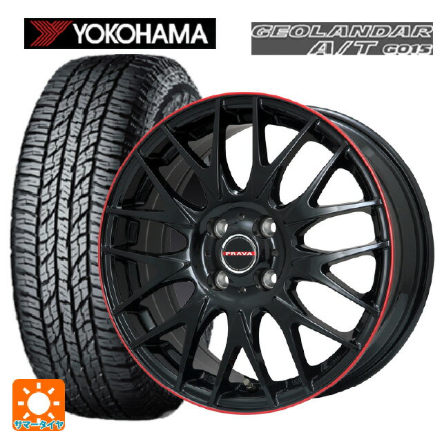 【6/22 20時〜 全品P5倍＆クーポン】215/60R16 95H ヨコハマ ジオランダー A/T G015 ブラックレター 正規品 ビックウェイ レイシーン プラバ 9M Jr2 GBK/RDリム 16-6.5J 国産車用 サマータイヤホイール4本セット