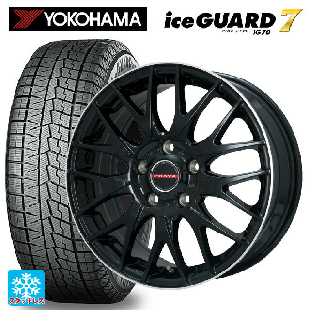 215/65R16 98Q ヨコハマ アイスガード7(IG70) ビックウェイ レイシーン プラバ 9M Jr2 GBK/リムP 16-6.5J 国産車用 スタッドレスタイヤホイール4本セット