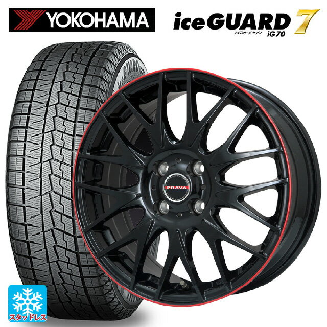 155/65R14 75Q ヨコハマ アイスガード7(IG70) ビックウェイ レイシーン プラバ 9M Jr2 GBK/RDリム 14-4.5J 国産車用 スタッドレスタイヤホイール4本セット