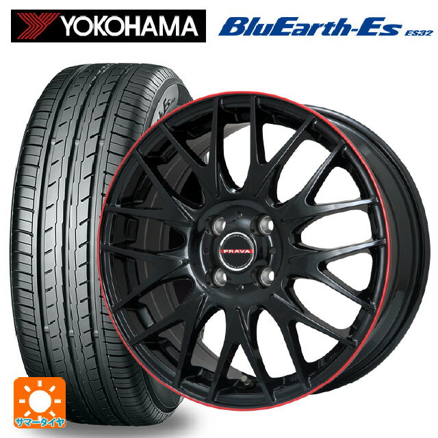 【6/15〜16限定 全品P5倍＆クーポン】165/55R15 75V ヨコハマ ブルーアースEs ES32 # ビックウェイ レイシーン プラバ 9M Jr2 GBK/RDリム 15-4.5J 国産車用 サマータイヤホイール4本セット