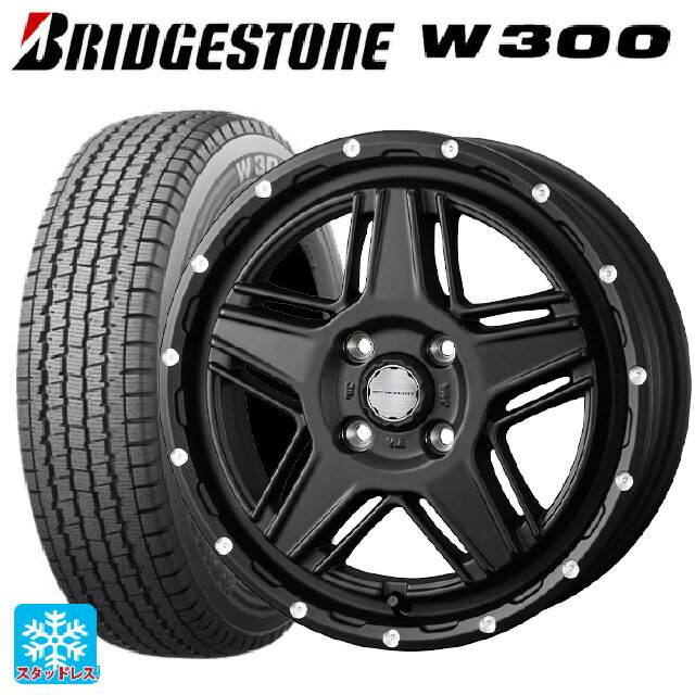 145/80R12 80/78N ブリヂストン W300 正規品 ウェッズ マッドヴァンス07 FULL MAT BLACK 12-4J 国産車用 スタッドレスタイヤホイール4本セット