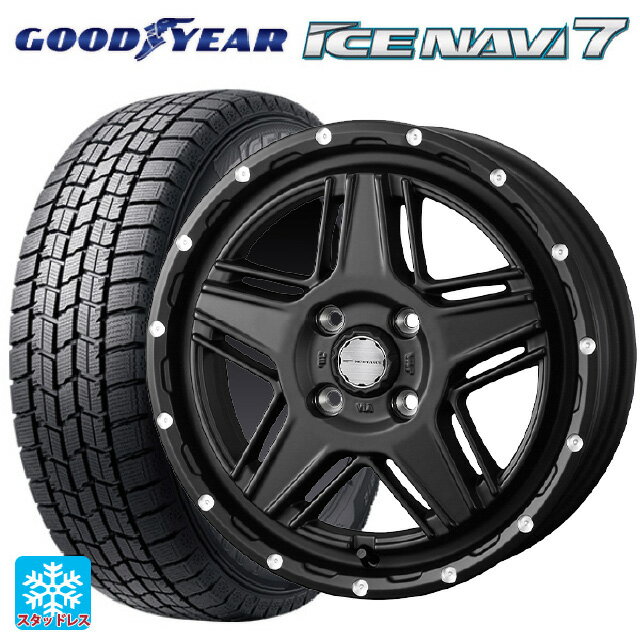 【6/22 20時〜 全品P5倍＆クーポン】2021年製 165/55R14 72Q グッドイヤー アイスナビ7(数量限定) ウェッズ マッドヴァンス07 FULL MAT BLACK 14-4.5J 国産車用 スタッドレスタイヤホイール4本セット