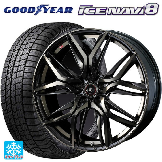 【最大3万円OFFクーポン 5/16 1:59迄】205/50R17 93Q XL グッドイヤー アイスナビ8 ウェッズ レオニス LM PBMC/TI 17-7J 国産車用 スタッドレスタイヤホイール4本セット