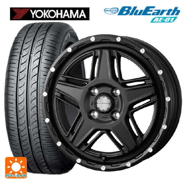 【6/22 20時〜 全品P5倍＆クーポン】165/55R15 75V ヨコハマ ブルーアース AE01 ウェッズ マッドヴァンス07 FULL MAT BLACK 15-4.5J 国産車用 サマータイヤホイール4本セット