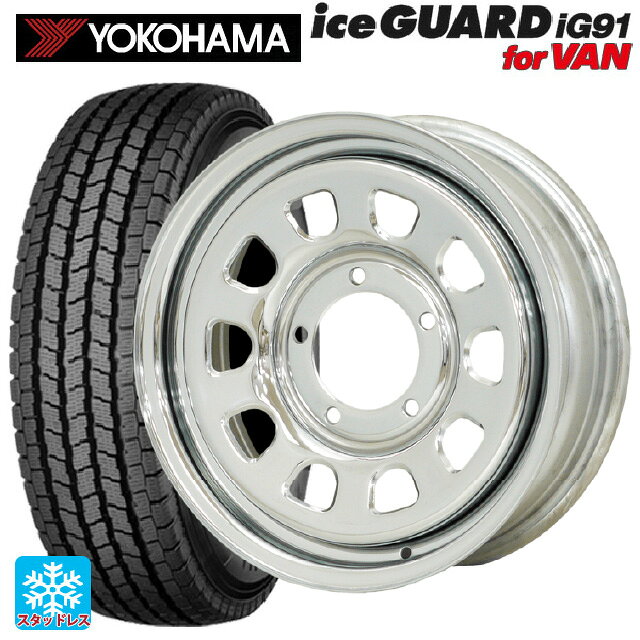 スズキ ジムニーシエラ(74系)用 225/70R16 117/115L ヨコハマ アイスガード IG91 for VAN モリタ デイトナズ クローム 新品スタッドレスタイヤホイール 4本セット