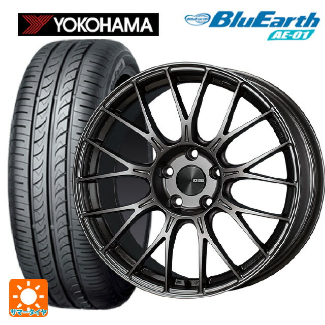 【6/15〜16限定 全品P5倍＆クーポン】165/55R15 75V ヨコハマ ブルーアース AE01 エンケイ パフォーマンスライン PFM1 ダークシルバー 15-5J 国産車用 サマータイヤホイール4本セット