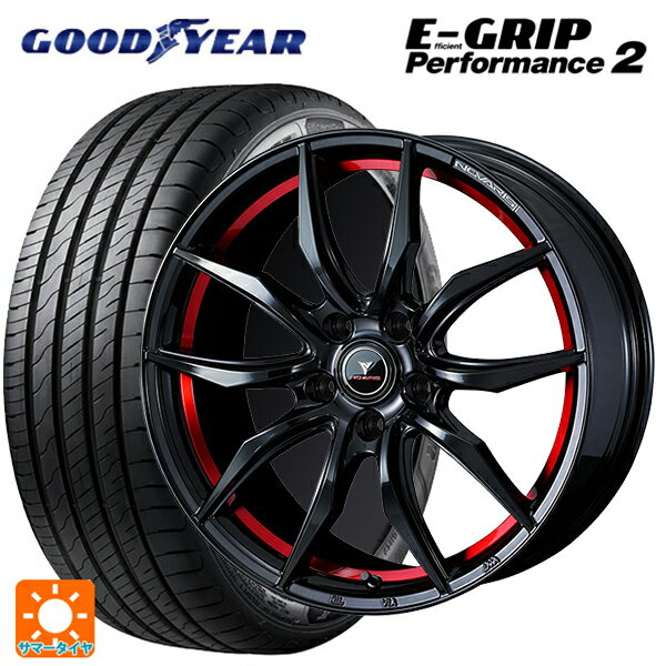 215/55R17 98W グッドイヤー エフィシェントグリップ パフォーマンス2 ウェッズ ノヴァリス ローグ VF ピアノブラック/レッドライン 17-7J 国産車用 サマータイヤホイール4本セット