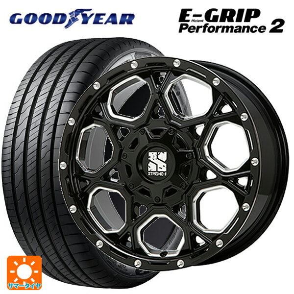 【6/22 20時〜 全品P5倍＆クーポン】205/60R16 96W グッドイヤー エフィシェントグリップ パフォーマンス2 エムエルジェイ エクストリームJ XJ06 Gloss Black Milled 16-7J 国産車用 サマータイヤホイール4本セット