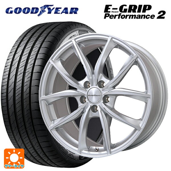プジョー 508(R8系)用 215/55R17 98W グッドイヤー エフィシェントグリップ パフォーマンス2 ユーロテック VPライン シルバーポリッシュ 新品サマータイヤホイール 4本セット