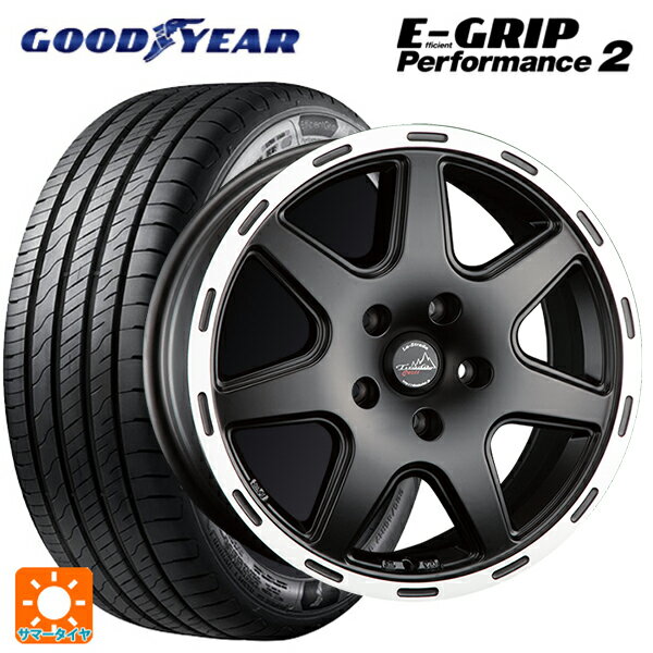 【6/22 20時〜 全品P5倍＆クーポン】ジープ レネゲード 4xe(BV系)用 215/60R17 100V グッドイヤー エフィシェントグリップ パフォーマンス2 阿部商会 ラ・ストラーダ ティラードクロス マットブラックリムポリッシュ 新品サマータイヤホイール 4本セット