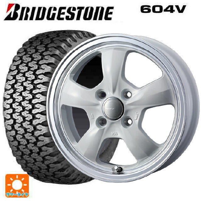 【6/11 1:59迄 全品ポイント5倍】145/80R12 80/78 ブリヂストン 604V 正規品 ウェッズ グラフト 5S ホワイトリムポリッシュ 12-4J 国産車用 サマータイヤホイール4本セット