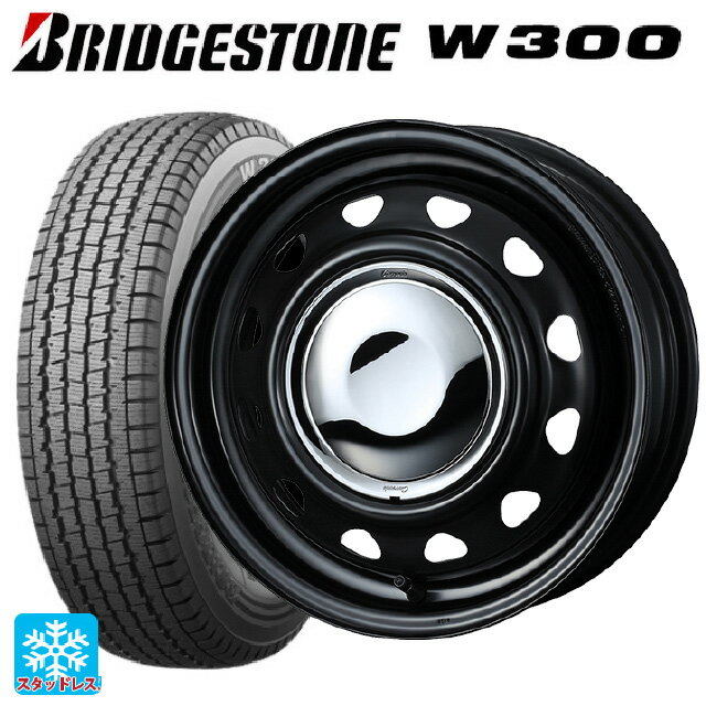 【6/11 1:59迄 全品ポイント5倍】2024年製 145/80R12 80/78N ブリヂストン W300 正規品 ウェッズ ネオキャロ スチールホイール # セミマットブラック+クロームキャップ 12-3.5J 国産車用 スタッドレスタイヤホイール4本セット