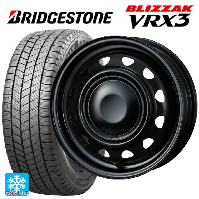 即日発送 155/65R14 75Q ブリヂストン ブリザック VRX3 # 正規品 ウェッズ ネオキャロ スチールホイール # セミマットブラック+ブラックキャップ 14-4.5J 国産車用 スタッドレスタイヤホイール4本セット