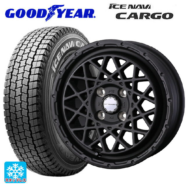 【10/17 23:59迄　最大3万円OFFクーポン】145/80R12 80/78N グッドイヤー アイスナビ カーゴ ウェッズ マッドヴァンス 09 FULL MAT BLACK 12-4J 国産車用 スタッドレスタイヤホイール4本セット