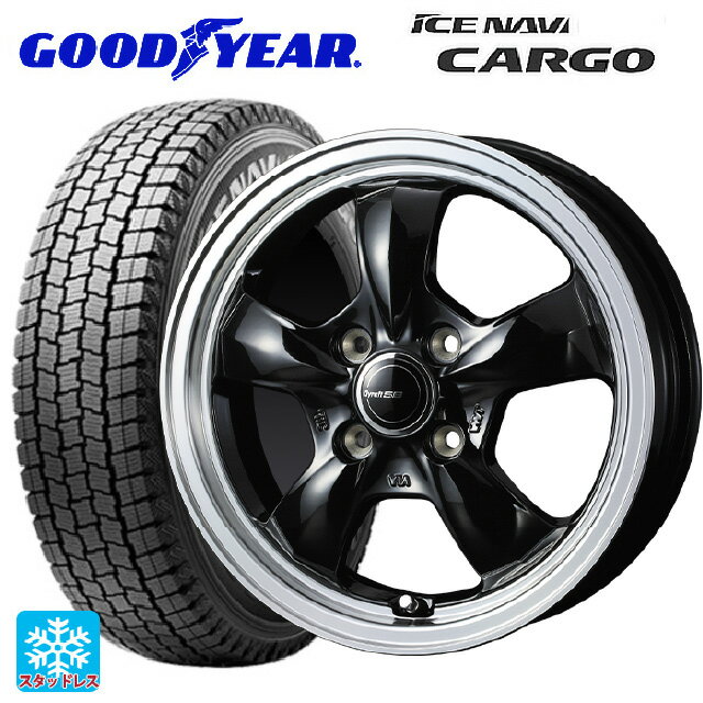 【5/27 1:59迄 最大3万円OFFクーポン】145/80R12 80/78N グッドイヤー アイスナビ カーゴ ウェッズ グラフト 5S ブラックリムポリッシュ 12-4J 国産車用 スタッドレスタイヤホイール4本セット